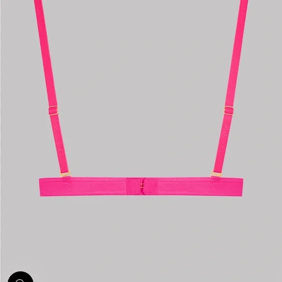 NWT Maison Close Corps à Corps Neon Pink Triangle Bra Thong and Garter Belt Set